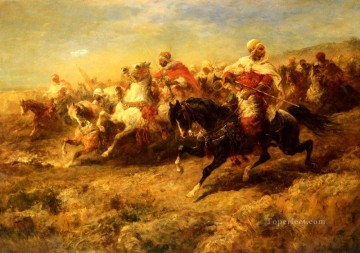 horse cats Painting - Arabian Horsemen Arab Adolf Schreyer